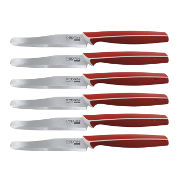 SET 6 COLTELLI DA TAVOLA ROSSI LINEA MASTER 10.5CM