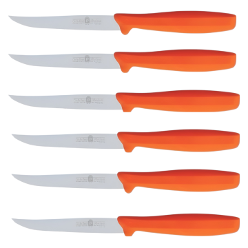 SET 6 COLTELLI PER BISTECCA ARANCIO LINEA L'ORIGINALE MIGLIORE 11CM