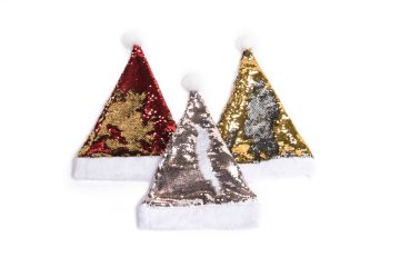 CAPPELLO DI BABBO NATALE CON PAILLETTES DIAM. 28 H. 40CM ASSORTITO