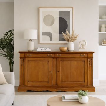 CREDENZA IN LEGNO MASSELLO CM 220X60 H. 115 FINITURA BASSANO