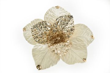 FIORE CON GLITTER PANNA/CHAMPAGNE H. 28CM