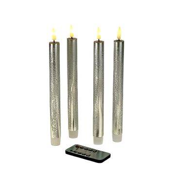 SET 4 CANDELE A LED IN PLASTICA E CERA FINITURA ARGENTATA H. 24.5CM
