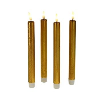 SET 4 CANDELE A LED IN PLASTICA E CERA FINITURA DORATA H. 24.5CM