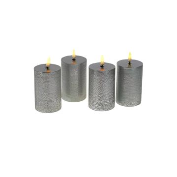 SET 4 CANDELE A LED CON FIAMMA 3D DIAM. 6.5 ARGENTO