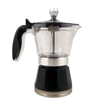 CAFFETTERA 3 TAZZE INDUCTA IN ACCIAIO INOX E VETRO 