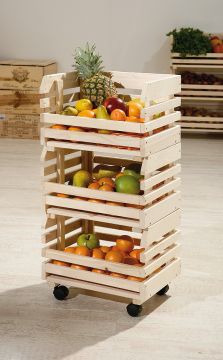 CARRELLO DA CUCINA IN LEGNO CM 37X30 H.80 NATURALE 
