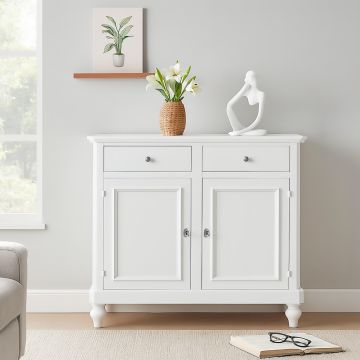CREDENZA IN LEGNO MASSELLO CM 112X49 H. 98 LACCATO BIANCO PANNA