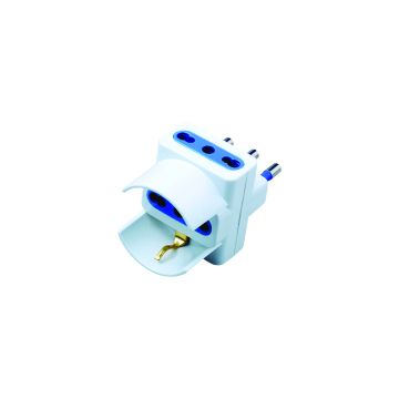 ADATTATORE TRIPLO 16A 2 BIPASSO/ 1 UNIVERSALE BIANCO