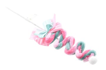 PICK DECORATIVO CON FIOCCO H. 30CM ROSA