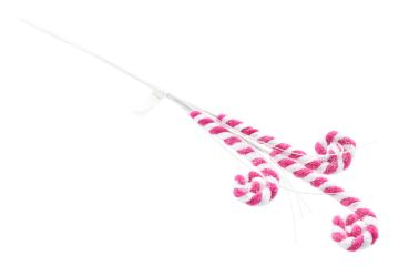 RAMO CON CANDYCANE FUCSIA E BIANCO H. 58CM