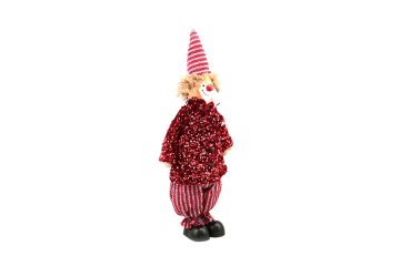DECORAZIONE CON CLOWN ROSSO GLITTERATO 18X11X40CM