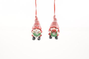 PENDENTE NATALIZIO CON GNOMO IN ARGILLA MORBIDA 6X12CM ASSORTITO