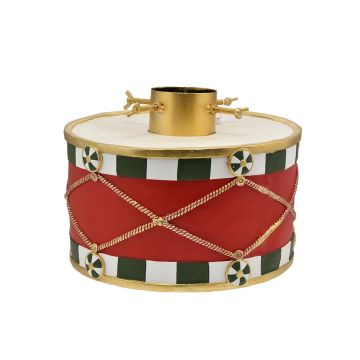 BASE PER ALBERO TAMBURO IN RESINA ORO E ROSSO 40X30CM
