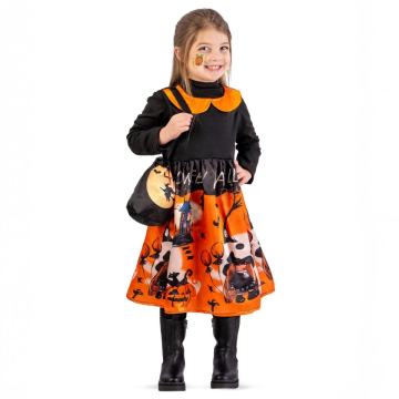 COSTUME STREGA ZUCCHETTA CON BORSINA PER BAMBINE TG. 4-5 ANNI