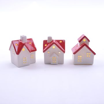 CASETTA IN CERAMICA CON LUCE LED A BATTERIA 6X5CM H 7.5CM ASSORTITO