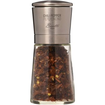 MACINA PEPERONCINO LA SPEZIA IN VETRO E ACCIAIO H. 14.5CM