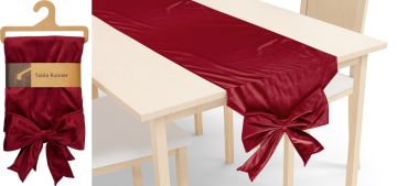 RUNNER IN VELLUTO BORDEAUX CON FIOCCHI 33X240CM