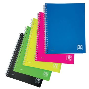 ONE COLOR - QUADERNO SPIRALATO CON DIVISORI 120 FOGLI A4+ RIGHE ASSORTITO