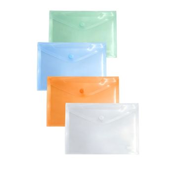 LEBEZ - BUSTA CON BOTTONE IN POLIPROPILENE CM 18.5X13.5 ASSORTITA