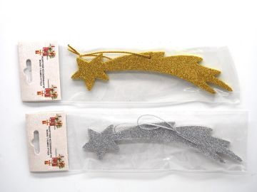 STELLA COMETA CON BRILLANTINI DA APPENDERE 16X4CM ORO/ARGENTO 