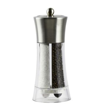 MACINA PEPE E SALE DUAL BIG IN ACRILICO E INOX H. 19CM