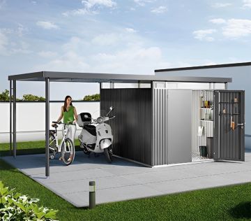 BIOHORT - CASETTA DA ESTERNO CON TETTO LATERALE MOD.HIGHLINE GRIGIO SCURO