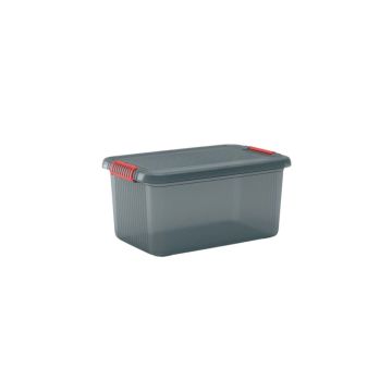 CONTENITORE K LATCH IN PLASTICA GRIGIO TRASPARENTE 59X39X28CM 43LT
