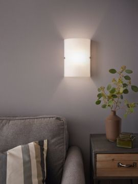 APPLIQUE TROY 3 NICHEL SATINATO E BIANCO SATINATO 18X25CM - 1XE14 MAX 60W