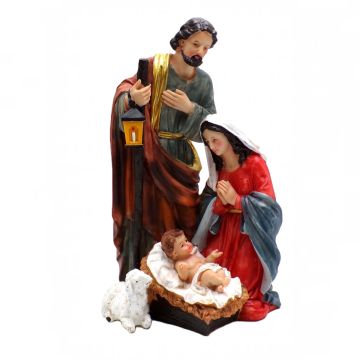 NATIVITÀ PEZZO UNICO SU BASE ROCCIA COLORATA H. 30CM