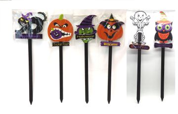 PICCHETTI IN LEGNO H.60CM CON SOGGETTI HALLOWEEN ASSORTITI
