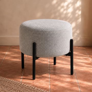 POUF MOD. OTTOMAN DIAM. CM 44 H.41.5 IN TESSUTO GRIGIO