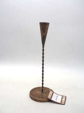 PORTA CANDELA IN METALLO ORO BRUNITO DIAM. 9 H. 28.5CM