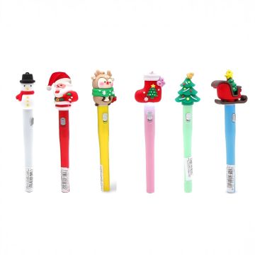 PENNA CON DECORO NATALIZIO CON LUCE BABBO NATALE/ALBERO ASSORTITO