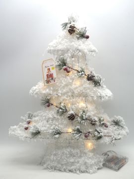 ALBERO DI NATALE IN TINSEL CON 15 LUCI LED CALDE H. 48CM 
