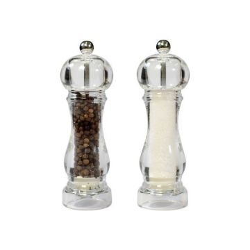 SET MACINA PEPE E SALE CAPRI IN ACRILICO ARGENTO H. 16.5CM