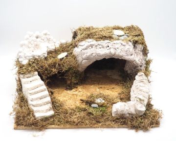 AMBIENTAZIONE PER PRESEPE IN GESSO LEGNO E MUSCHIO 43X30.5 H. 34CM AMBIENTAZIONE PER PRESEPE IN GESSO LEGNO E MUSCHIO 43X30.5 H. 34CM