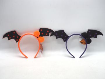 CERCHIETTO HALLOWEEN CON ALI PIPISTRELLO E FIOCCO ASSORTITO