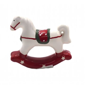 CAVALLINO A DONDOLO IN CERAMICA 9X3CM H 8CM ROSSO