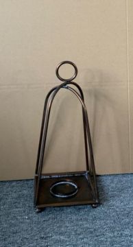PORTA CANDELA IN METALLO BRONZO SCURO CON VETRO H. 41CM