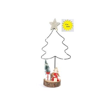 DECORAZIONE ALBERO CON LUCI E ANGIOLETTO SU BASE LEGNO H. 29CM DECORAZIONE ALBERO CON LUCI E ANGIOLETTO SU BASE LEGNO H. 29CM