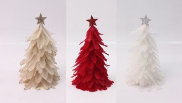 ALBERO CON PIUME E STELLA 21X36CM ASSORTITO