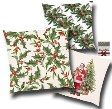 CUSCINO NATALIZIO IN VELLUTO 45X45CM ASSORTITO