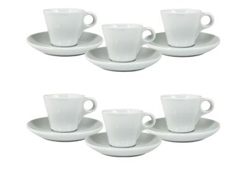 SET 6 TAZZINE DA CAFFE' CON PIATTINO 90ML IN PORCELLANA BIANCA