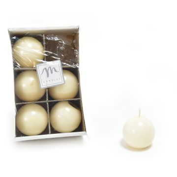 SET 6 CANDELE SFERA DI CERA LUCID AVORIO D. 4.5CM