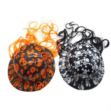 BOMBETTA C/TESCHI C/PARRUCCA NERA/ARANCIO H 9X25X23CM INT. 19X16CM