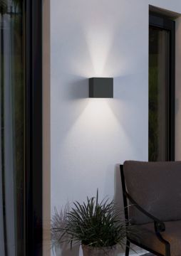 APPLIQUE DA ESTERNO A LED CALPINO ANTRACITE 11X10.5 H. 10.5CM - 2X3.3W 3000K 2X340lm 
