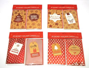 SET 2 BIGLIETTI NATALIZI 3D CON PORTASOLDI 10X17CM ASSORTITO