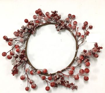 CORONCINA NATALIZIA CON BACCHE ROSSE BRINATE DIAM. 20