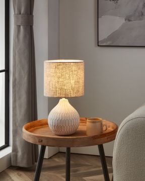 LAMPADA DA TAVOLO BELLARIVA 3 BIANCO/MARRONE CHIARO 20X36CM - 1XE27 40W