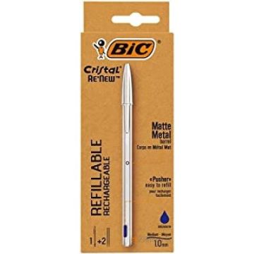 BIC - PENNA A SFERA CRISTAL RE'NEW CON 2 RICAMBI REFILL BLU